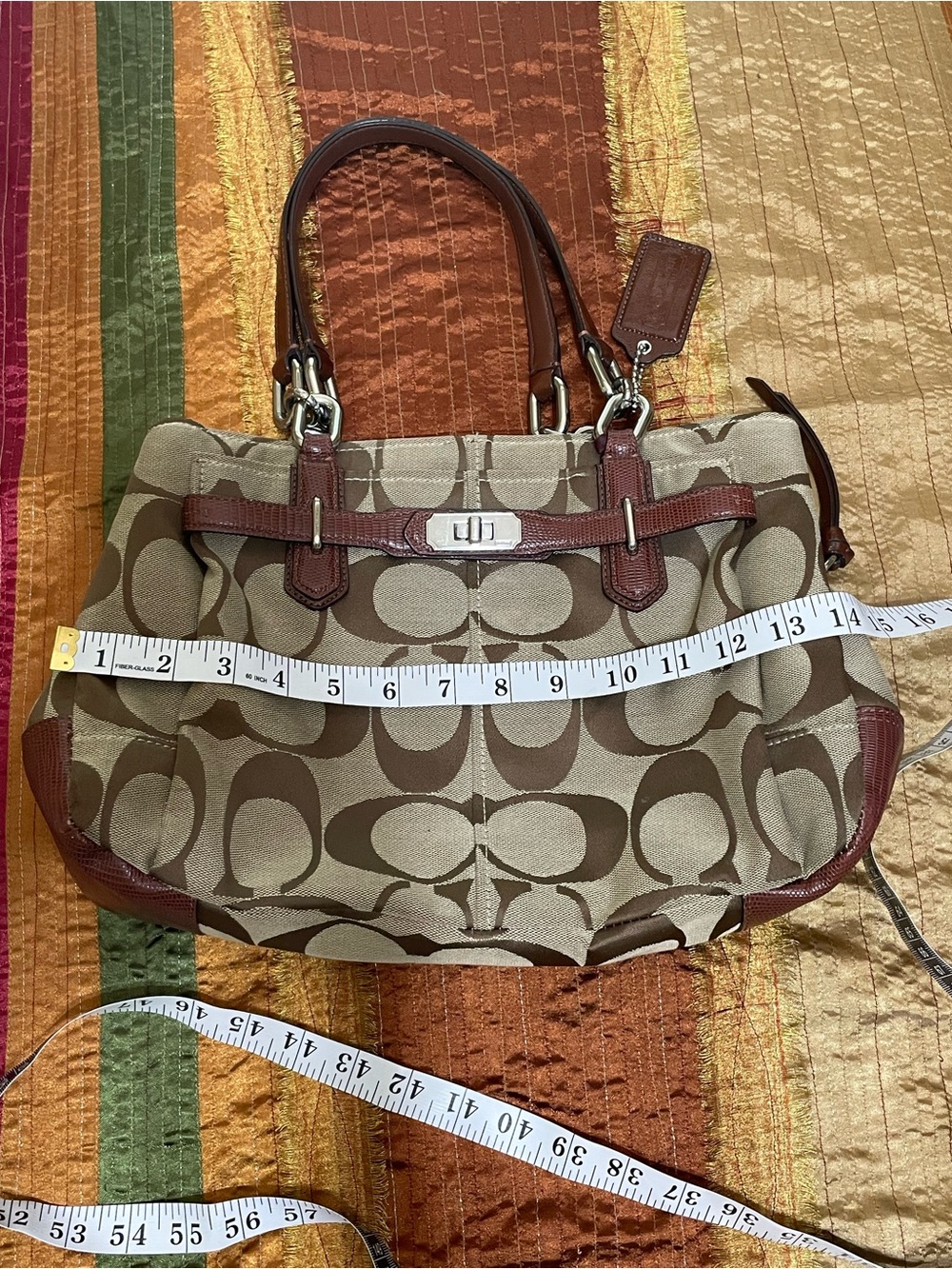 Coach Chelsea Jayden Brown Canvas Carryall Tote with Leather Trim No. G1173-1780 - Picture 13 of 16